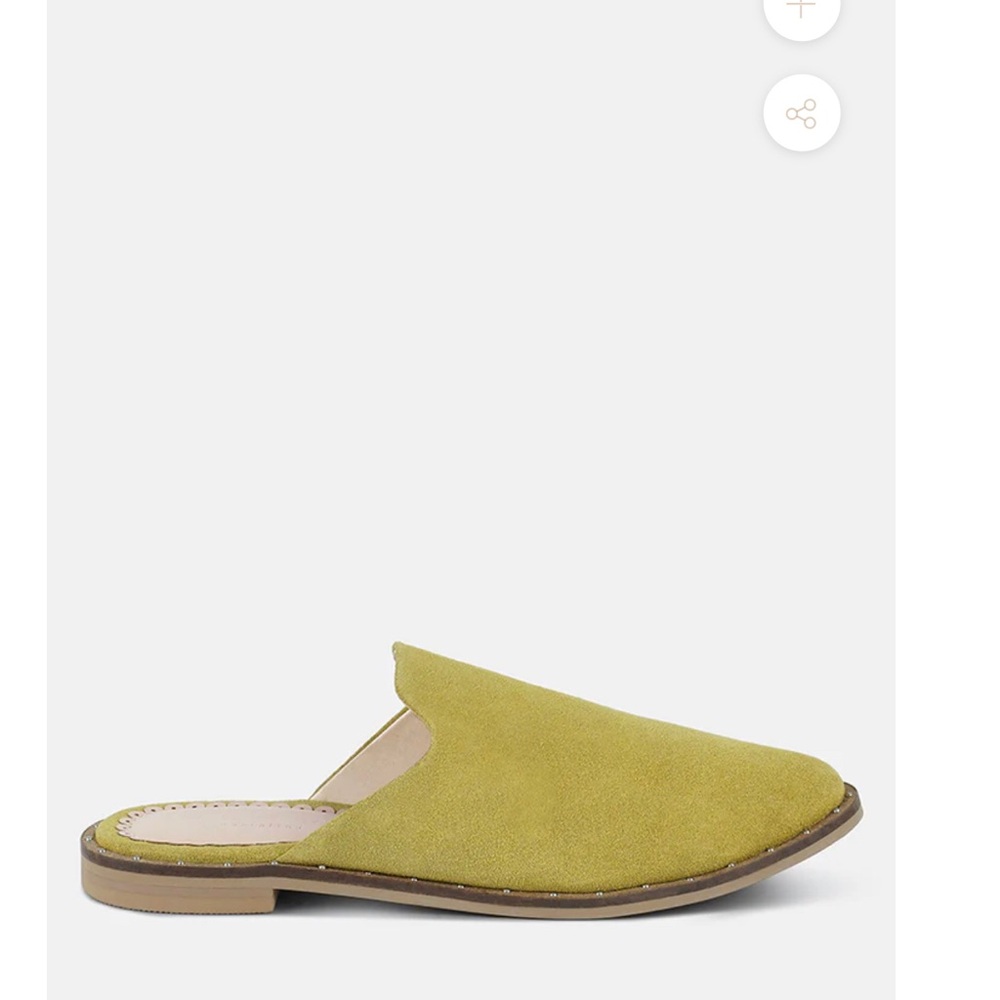 RAG & CO LIA 
Mustard Handcrafted Suede Mules